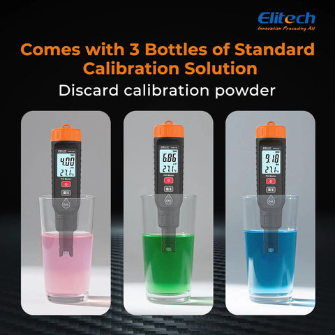 Pro pH Pen Meter With Temperature Sensor, ATC, And Full Calibration Kit for precise pH readings in colored solutions, three-point calibration