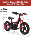 Electric Dirt Bike For Kids 3 To 6, 170W Mini Moto With Lightweight Aluminum Frame, 24V Detachable Battery, Dual Power Modes, 12 Inch Knobby Tires, Rugged Outdoor Fun For Backyard Adventures And Neighborhood Treks, side view with size labels