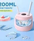 At Home 45kHz Ultrasonic Retainer Cleaner With Digital Timer And 200ml Tank No Fuss Deep Clean For Dentures Aligners Mouth Guards Night Guards Braces Toothbrush Heads And Jewelry Pink, 200ml capacity