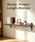 Floating Shelves Wall Mounted Set Of 2 With Heavy Duty Wood Construction Built To Last And Reinforced Anti Sag Brackets Includes 12 Hollow Wall Anchors And Complete Installation Kit For Drywall And Concrete, 15.7in walnut shelf with books and decor
