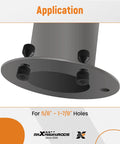 Application view of push-button flange lineup pins for 5/8 to 1-7/8 inch holes, stainless steel black quick release alignment pins installed