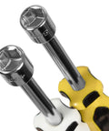 Close-up of 5.5 Inch Chrome Plated Nut Driver Set With SAE 3/16 To 1/2 Inch And Metric 5 To 10 Mm, 14 Piece, Color Coded Handles