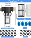 Image showing 4 Pack Inline Water Filter Kit With 40 Mesh And 100 Mesh Screens For Garden Hose, Pressure Washer, RV, Camping And Car Wash.