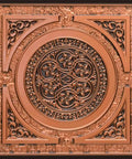 Close-up of Steampunk PVC Ceiling Tile 2x2 Antique Copper Covering 40 Sq Ft Lay In Or Glue Up Embossed Design