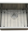 Alt Tag: Undermount 22 Inch Stainless Steel Kitchen Sink With XL Deep Single Bowl 16 Gauge Heavy Duty Top Tier Full Accessory Set Included Drain Strainer Lids Bottom Grid Flexible Drying Rack And Template For Easy Install, close-up view with bottom grid and drain strainer visible, ideal for modern kitchens.
