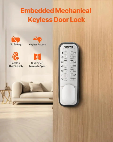 No Battery Needed Mechanical Keyless Entry Door Lock With 14 Key Set Single Side Stainless Steel Waterproof Gate Lock installed
