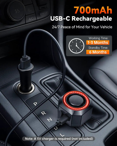 120dB Cat Shaped Car Alarm With Motion Sensor And Red Flashing Light Wireless Remote Anti Theft Device For Cars Trucks SUVs And RVs USB Rechargeable Vehicle Security Alert Lights Upgrade Five Point Zero, in car console