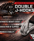 Double J-hooks on heavy duty spare tire Y strap for UTV and off road adventures, 3 way ratchet tie down, 1.6 inch wide