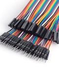 Close-up of Breadboard Jumper Wire Kit 360 Pieces With 10cm, 20cm, And 30cm Cables, male-to-female connectors visible