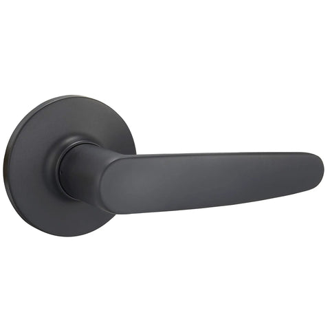 Matte Black Passage Door Lever With Reversible Handle, No Fuss Install, Fits 1 3/8 To 1 3/4 Inch Doors, 6 Way Adjustable Latch For 2 3/8 Or 2 3/4 Backset, ANSI Grade 3 Security