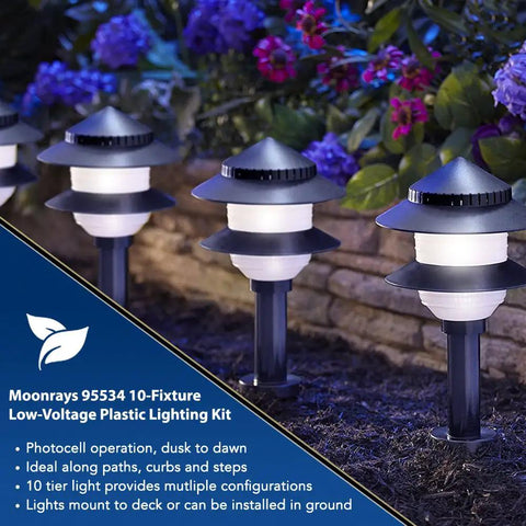 10 Lights Low Voltage Landscape Lighting Kit With Dusk To Dawn Photocell 12V 4W Incandescent White Pathway And Step Lighting For Patio Walkway And Garden For Curb Appeal Easy Install