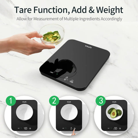 33 Pound Digital Food Scale With Ultra Precision 0.1 Oz And 1 G, 15 Kg Capacity For Cooking And Baking, LED Display