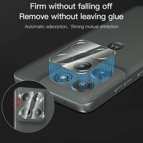 Close-up of Two Pack 3D Screen Protector For Motorola Edge 2025 And Two Pack Camera Lens Tempered Glass Protector With 9H Hardness