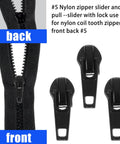 41 Piece Zipper Repair Kit Black Durable Universal Replacement Sliders For Separating Jacket Zippers Close-up View