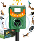 Solar Powered Ultrasonic Animal Repeller With Pir Motion Sensor, Yard Deterrent For Cats, Dogs, Birds, Rabbits, Skunks, Squirrels And Deer, 180 Degree Coverage Up To 26 Feet, Flaming Eye Alarm, Weatherproof Outdoor Pest Deterrent on stake