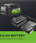 24V Brushless Cordless Angle Grinder 4-1/2 Inch With 4Ah Battery And 2A Charger shown with battery and charger components