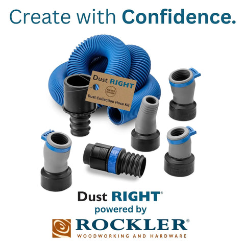 Flexiport Power Tool Hose Kit With 3 To 12 Foot Expandable Hose And Four FlexiPorts for dust collection with Rockler logo