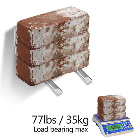 Stainless Steel Microwave Oven Bracket Wall Mount Rack Shelf For Kitchen Space Showing Load Capacity with Bricks and Scale