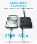 Ultra Slim 8 In 1 USB C Charging Station With 20W Max Power Four AC Outlets Two USB C Ports Two USB A Ports Five Foot Cord Fast Desktop Charger For iPhone And MacBook Air Pro Travel Ready Office Friendly charging iPhone.