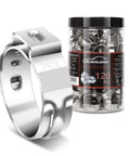 Close-up of Three Quarter Inch PEX Cinch Clamps Rings 120 Pack Premium 304 Stainless Steel Crimping Rings for PEX tubing
