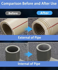 Comparison of PVC pipe before and after threading using the 4 In 1 Electric Drill Compatible Pipe Threading Tool Kit.