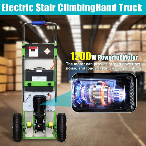 Heavy Duty Electric Stair Climbing Hand Truck Cart 880 Lbs Capacity 1200W Motor with battery in warehouse