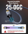 Braided HDMI cable with blue-gray sheath and gold-plated connectors, 6.6 ft (2 m), supports 8K/4K HDR.