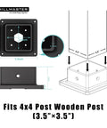 Diagram of 4x4 Post Base Support Kit 4 Pack Plastic Brackets For Outdoor Wood Fence Mailbox Pergola with dimensions 3.5x3.5 inches
