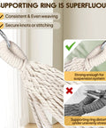 Cotton Portable Camping Hammock With Tree Straps Up To 660 Lbs showing secure rope knots and highlighting strong suspension system.