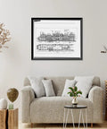 Union Station Water Street Montgomery Vintage Black And White Wall Art Prints Set Of 10 In 17x22 Inches displayed above sofa