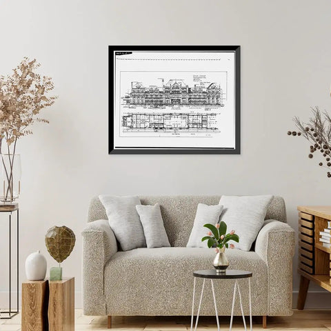 Union Station Water Street Montgomery Vintage Black And White Wall Art Prints Set Of 10 In 17x22 Inches displayed above sofa