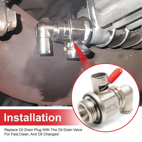 Oil Drain Valve With Removable L Shape Hose End For 27mm 2.0 Thread Stainless Steel Heavy Duty Oil Change Installed On Vehicle