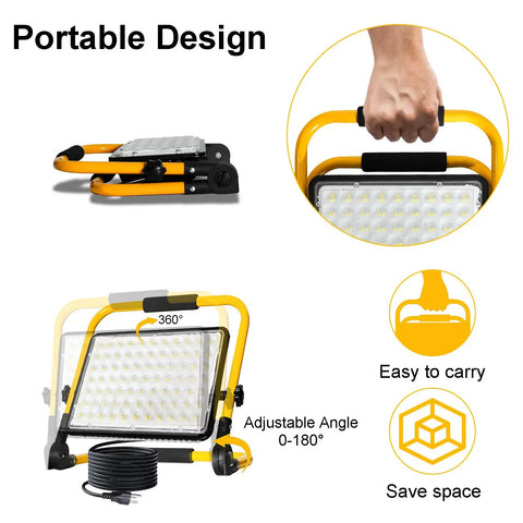 Top Tier Beast 200W LED Work Light Packing 20000 Lumens And 6500K Daylight Beam, Portable Cobra Flood Lamp with handle.