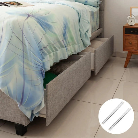 Under-bed drawers featuring 16mm Wide Drawer Slides 200mm Push To Open Rails Side Mount Two-Section Track For Kitchen Cabinets And Office Storage
