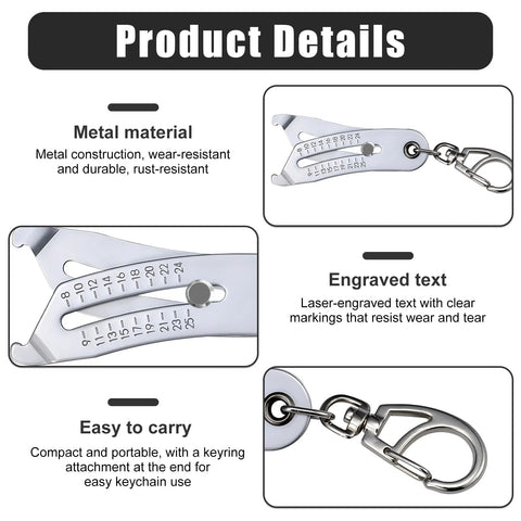5 Piece Bolt Size Finder Tool Set With Mini Vernier Calipers And Small Ruler, Portable Nut And Bolt Thread Checker with metal construction