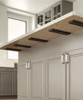 Beefy Heavy Duty Countertop Support Brackets Pack Of 2 For Granite Quartz Wood Laminate Countertops Hidden Forward L Shelf Brackets 16 Inch By 6 Inch By Two And A Half Inch Metal Corbels For Strong Kitchen Shelves installed under granite countertop
