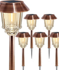 Six Pack Solar Pathway Lights Outdoor Dimmable 10 to 40 Lumens Waterproof IP65 Garden Landscape Lighting bronze finish