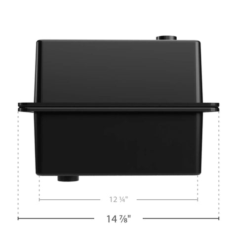 Badass Vented RV And Marine Battery Box Fits Group 24 Battery, black design measuring 14 ⅞" by 12 ¼", features vented lid.