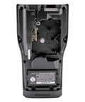 Heavy Duty Industrial Label Printer Hooks Up Smooth Via Bluetooth Features Dual Auto Cutters back view with battery slot.