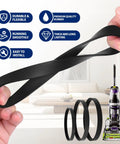 Pro Grade Replacement Belt Kit For Bissell ProHeat 2X Revolution Pet Pro Carpet Cleaner with three rubber belts.