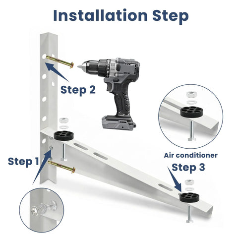 Installation steps for Heavy Duty Mini Split Wall Mount Bracket Built Tough For 9000-18000 BTU Ductless ACs and Heat Pumps