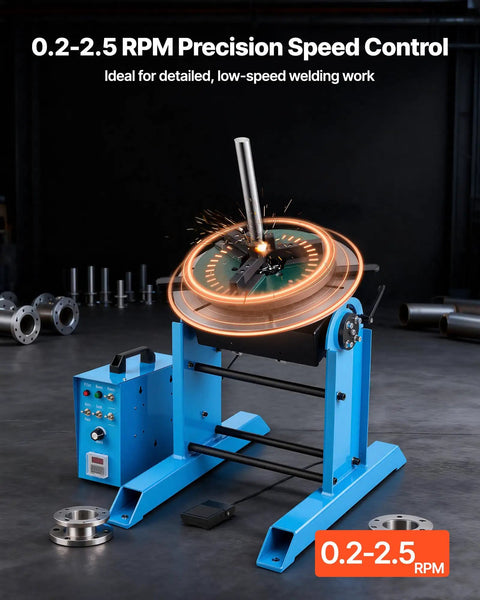 Heavy Duty Rotary Welding Positioner 661 Lbs Load Capacity, Electric Turntable With Foot Pedal Speed Control Tilt Table For Cutting Grinding And Heavy Fabrication Assembly with 0.2-2.5 RPM control.