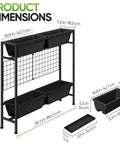 Raised Garden Bed With Legs, 32 Inch Elevated Planter Box For Veggies And Herbs, Includes Drainage Holes, Trellis, And Four Plastic Planting Stations, Great For Balcony Or Patio, Outdoor Black dimensions.