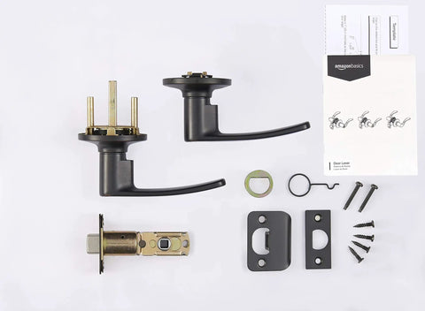 Oil Rubbed Bronze Straight Door Lever Passage Lockset, Reversible for Left or Right Handed Install, Easy to Install Kit