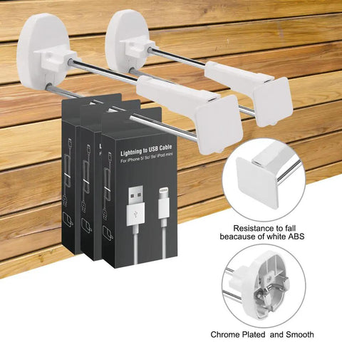 Anti Theft Slat Wall Hooks Set 20 Heavy Duty 6 Inch Display Hooks With Free Magnetic Key Chrome Plated Easy Install