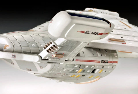 Close-up of U.S.S. Voyager 1:670 Scale Unassembled Unpainted Plastic Model Kit for Star Trek Fans Intrepid Class Starship.