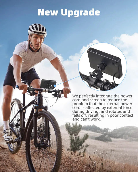 Bike Rear View Cam With 10000mAh Rechargeable Battery 360 Degree Rotation 5 Inch HD 1080P Display Color And Black And White Night Vision 130 Degree Wide Angle View For Bicycle Mountain And Road Riding