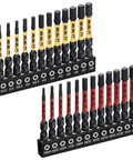 TGFTGF 24-piece hex bit set, front view; 1/4-in hex shanks, yellow/black and red/black color-coded in two rails