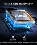 Close-up of JHL9480 chip showcasing Fast & Stable Transmission for Hot Swap External M.2 NVMe SSD Enclosure with Thunderbolt 5.