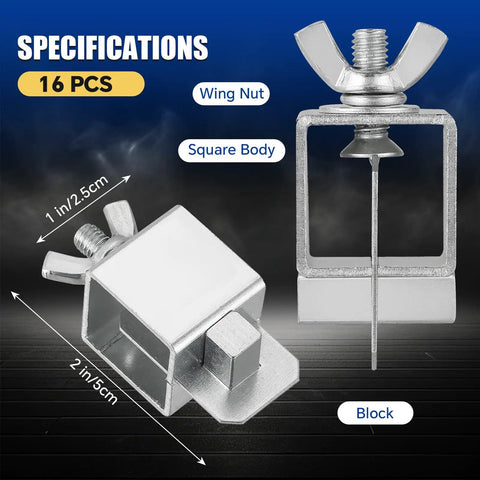 Butt Welding Clamps 16 Pack For Edge To Edge Welding And Auto Body Repairs, carbon steel construction with wing nut and block design